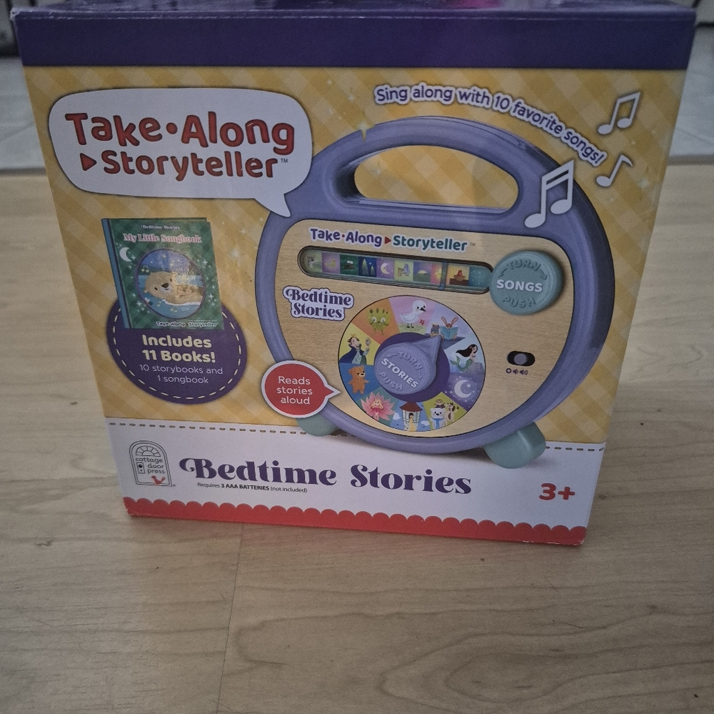 Toddler story teller and songs. Hard cover books included